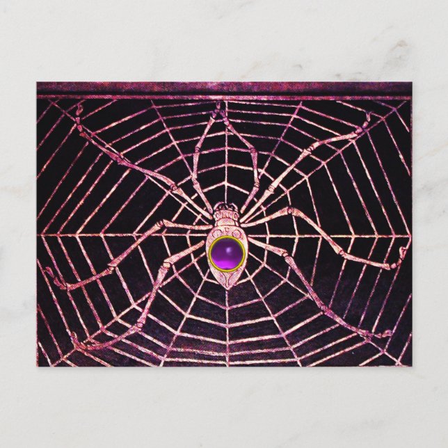 SPIDER AND WEB Purple Amethyst Black Postcard (Front)
