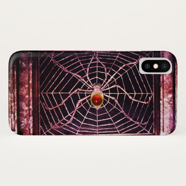 SPIDER AND WEB Red Ruby Black Case-Mate iPhone Case (Back (Horizontal))