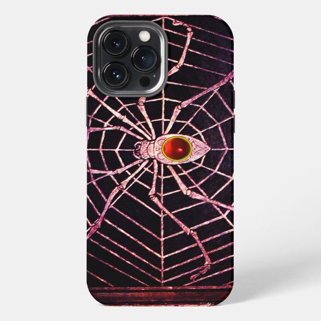 SPIDER AND WEB Red Ruby Black iPhone Case (Back)