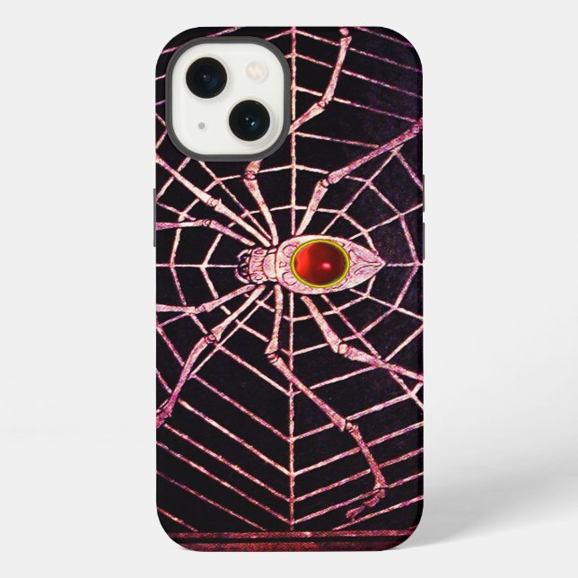 SPIDER AND WEB Red Ruby Black iPhone Case (Back)