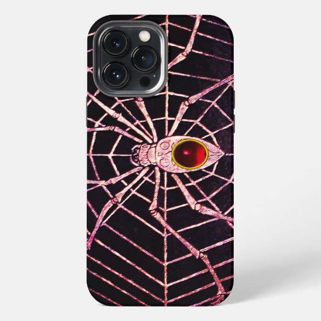 SPIDER AND WEB Red Ruby Black iPhone Case (Back)