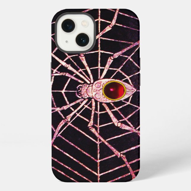 SPIDER AND WEB Red Ruby Black iPhone Case (Back)