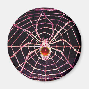 SPIDER AND WEB Red Ruby Black Magnet