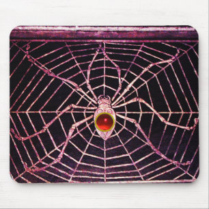 SPIDER AND WEB Red Ruby Black Mouse Pad