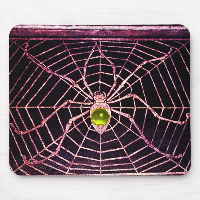 SPIDER AND WEB Yellow Topaz Black Mouse Pad (Front)