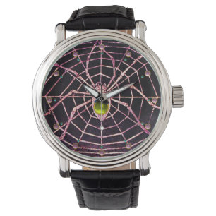 SPIDER AND WEB Yellow Topaz ,Pink Gems ,Black Watch