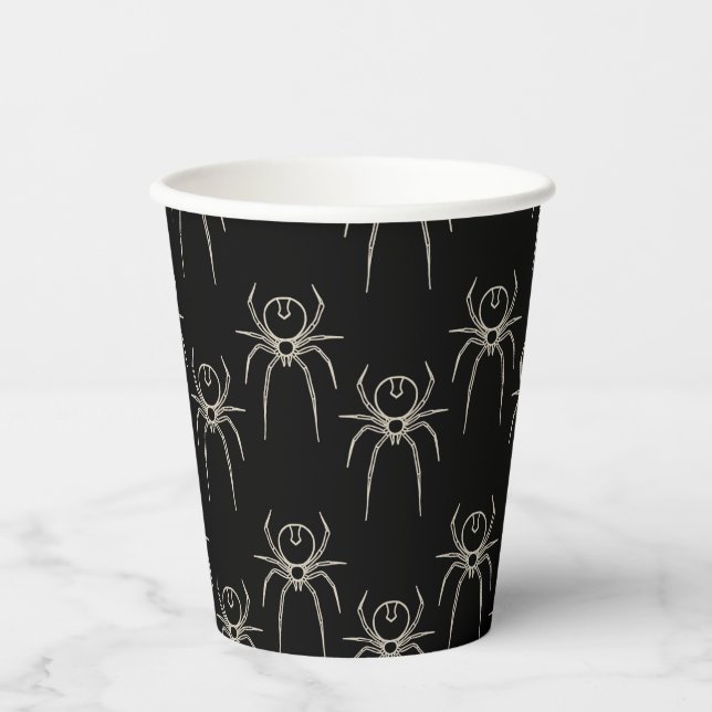 Spider - Bat Black and Bone White Paper Cups (Front)