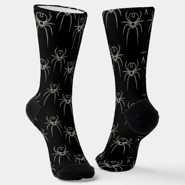 Spider - Bat Black and Bone White Socks (Angled)