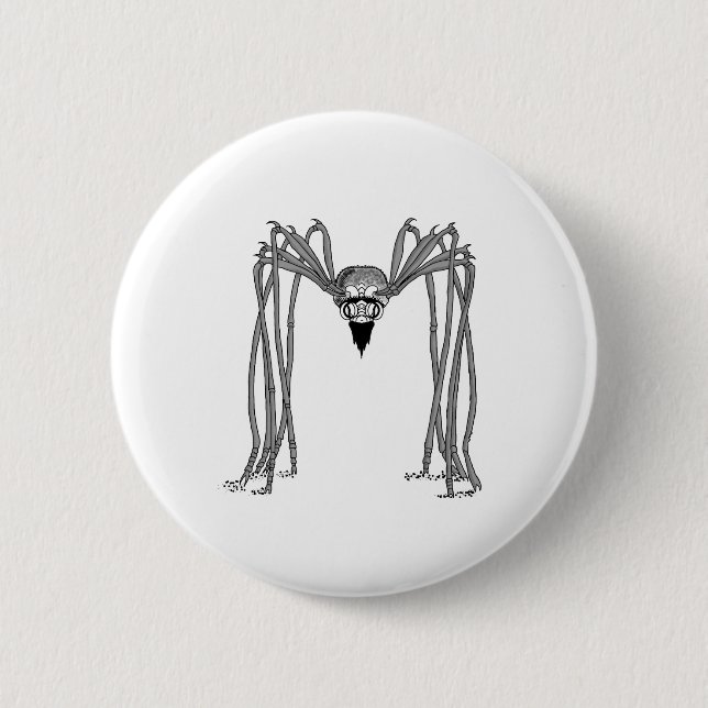 spider . black and white 2 inch round button (Front)