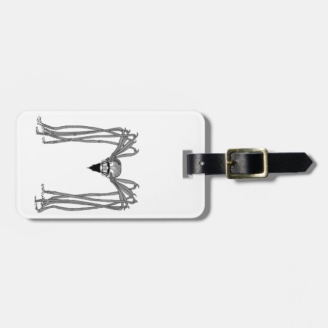 spider . black and white luggage tag (Front Horizontal)