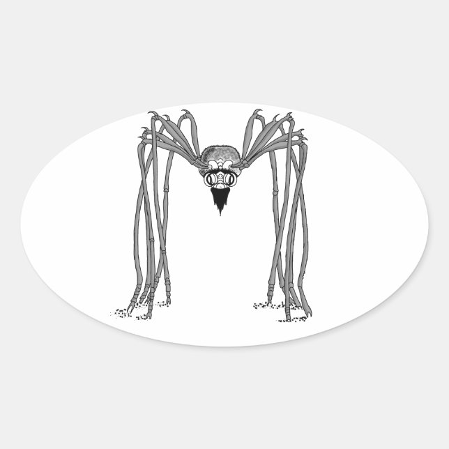 spider . black and white oval sticker (Front)