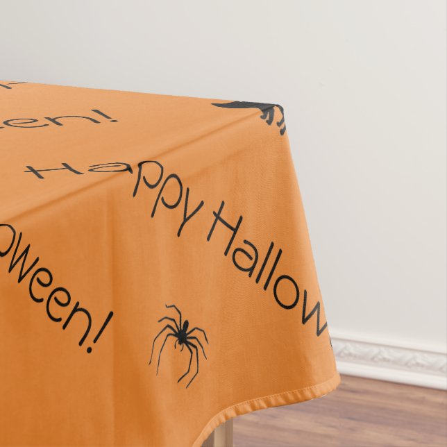 Spider Black Cat Halloween Scary Colour Designed Tablecloth (In Situ)