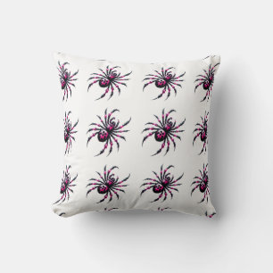 spider black pink halloween throw pillow