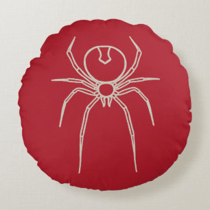  Spider - Blood Red and Bone White Round Pillow