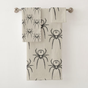 Spider - Bone White and Bat Black Bath Towel Set