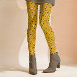 Spider Butterflies Whimsical Halloween Cottagecore Leggings<br><div class="desc">This fun Cottagecore Halloween design uses a random pattern of beautiful black and white butterflies on a golden fall yellow background that can be customized. This fun design compliments the haunting cottage vibe for that perfect touch of creepy and sweet and can be paired with any top throughout the fall...</div>