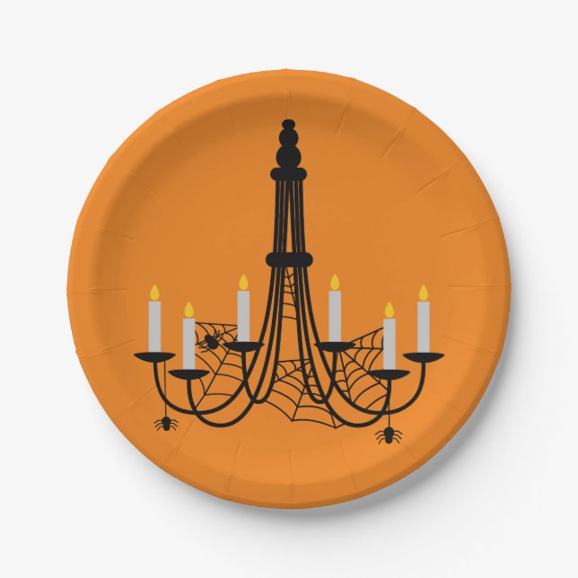 Spider chandelier Halloween gothic Paper Plate (Front)