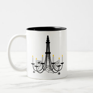 Spider chandelier Halloween gothic Two-Tone Coffee Mug