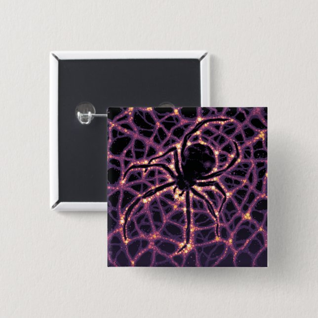Spider Cosmic Web, Halloween Galaxy of Horrors 2 Inch Square Button (Front & Back)