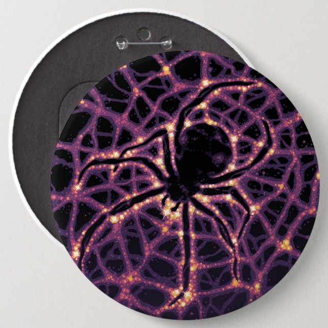 Spider Cosmic Web, Halloween Galaxy of Horrors 6 Inch Round Button (Front & Back)