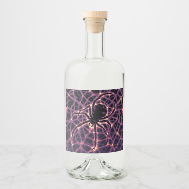 Spider Cosmic Web, Halloween Galaxy of Horrors Liquor Bottle Label (Front)