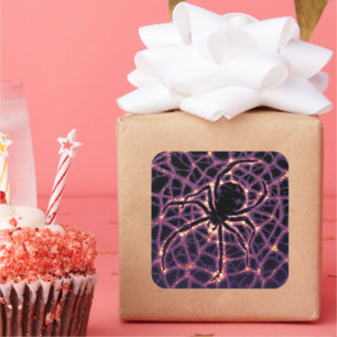 Spider Cosmic Web, Halloween Galaxy of Horrors Square Sticker