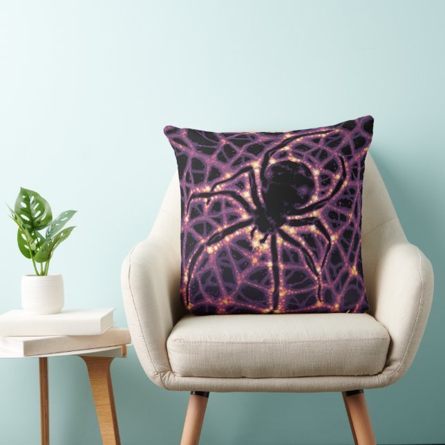 Spider Cosmic Web, Halloween Galaxy of Horrors Throw Pillow (Chair)