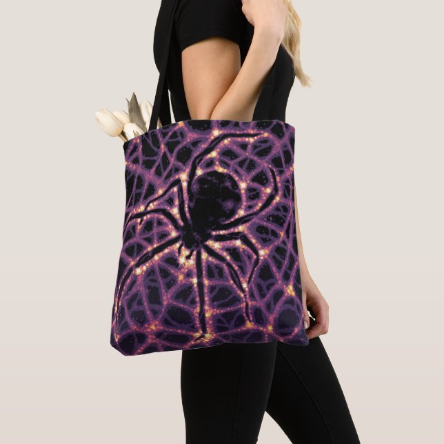 Spider Cosmic Web, Halloween Galaxy of Horrors Tote Bag (Close Up)