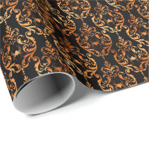 Spider Damask Copper Black Halloween Pattern