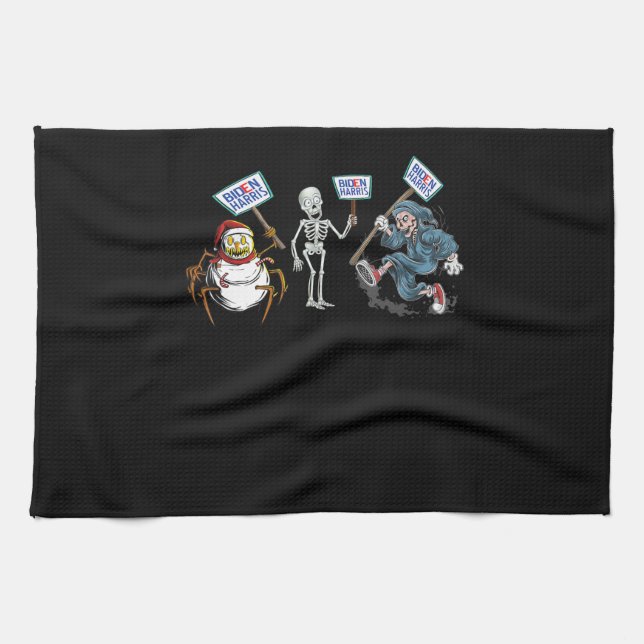 Spider |Dead skull Running Skeleton Snowman Spider Kitchen Towel (Horizontal)