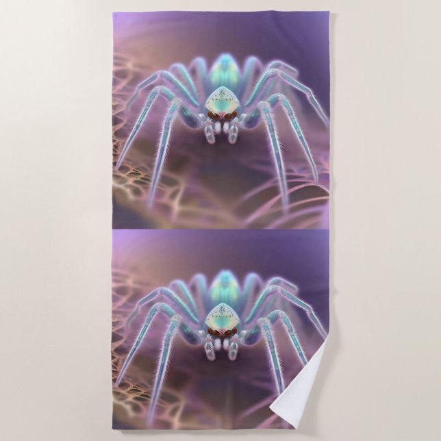 Spider Dimensional Fractal Art, Beach Towel (Front)