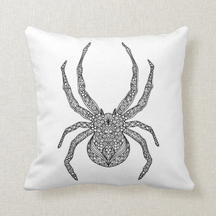 Spider Doodle Throw Pillow