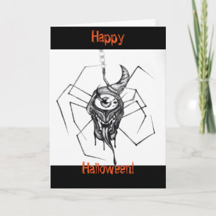 Spider drawing Halloween card