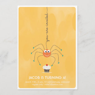 Spider et un cupcake Anniversaire Invitation