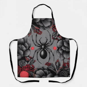 Spider Floral design Gothic style  Apron