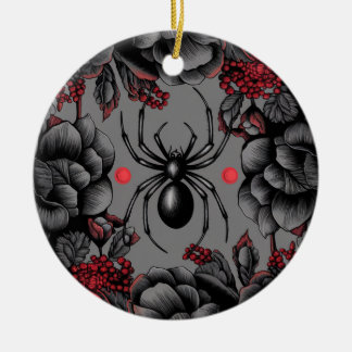 Spider Floral design Gothic style  Ceramic Ornament