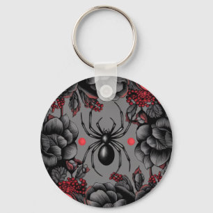 Spider Floral design Gothic style  Keychain
