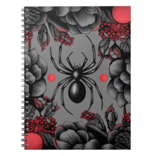 Spider Floral design Gothic style Notebook