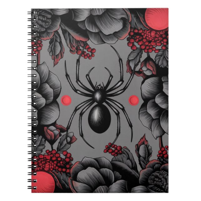 Spider Floral design Gothic style  Notebook (Front)