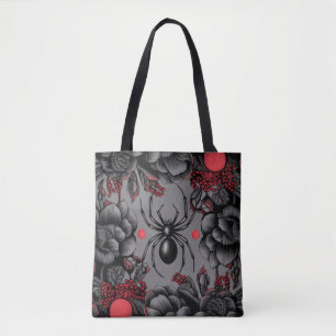 Spider Floral design Gothic style Tote Bag