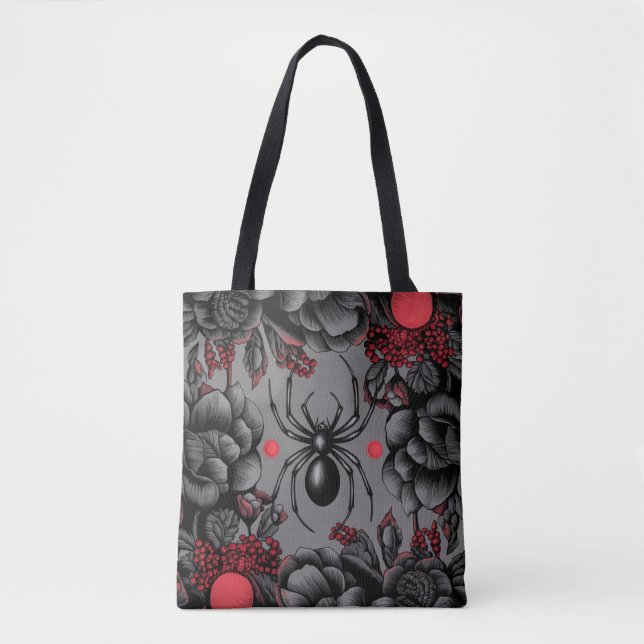 Spider Floral design Gothic style  Tote Bag (Front)