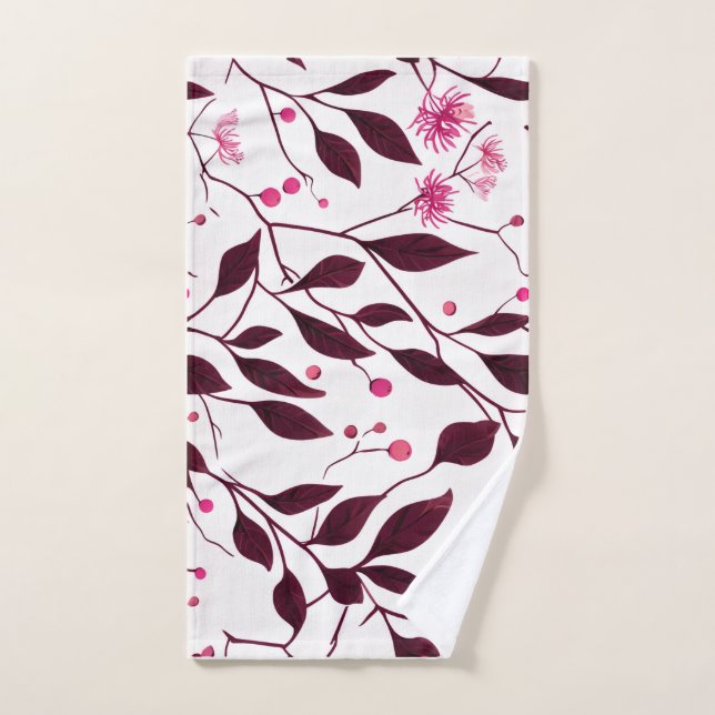 Spider Flower Pink Buds & Leaves Hand Towel (Hand Towel)