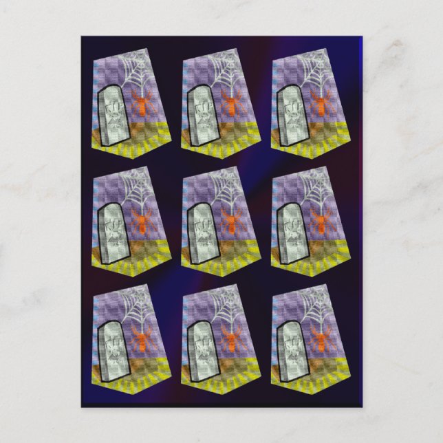 Spider from the Web and a RIP Marker Pattern Postcard (Front)