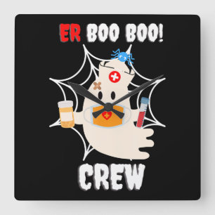 Spider Gift   Boo Crew Nurse Halloween Cute Spider Square Wall Clock