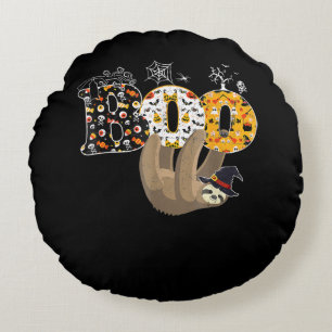 Spider Gift Boo Halloween With Sloth Witch Hat Round Pillow