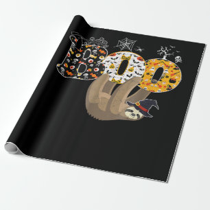 Spider Gift Boo Halloween With Sloth Witch Hat Wrapping Paper