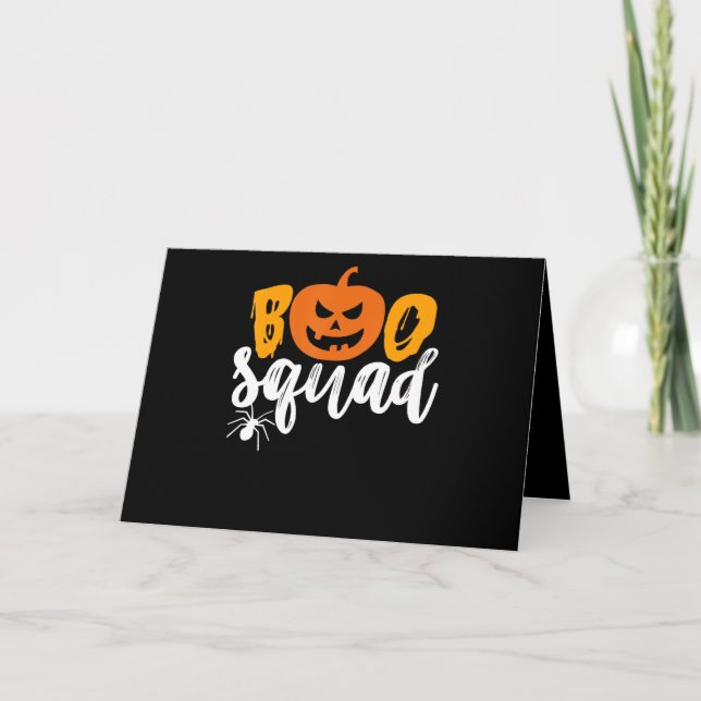 Spider Gift | Boo Squad - Pumpkin Spider Halloween Card (Front)