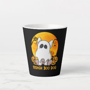 Spider Gift French Boo Bulldog With Pumpkin Spider Latte Mug