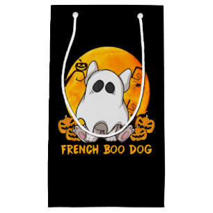 Spider Gift French Boo Bulldog With Pumpkin Spider Small Gift Bag