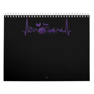 Spider Gift Funny Heartbeat Line Halloween Calendar